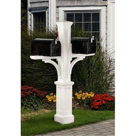 Mayne 5814W Newport Plus Double Mailbox Post- White MA375733